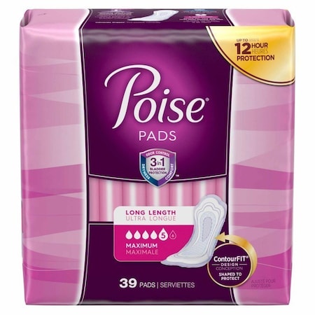 Poise Fresh Protection Poise Bladder Control Pad, 14.6 Inch Length, Sodium Polyacrylate Core, One Size Fits Most, 39PK 44561